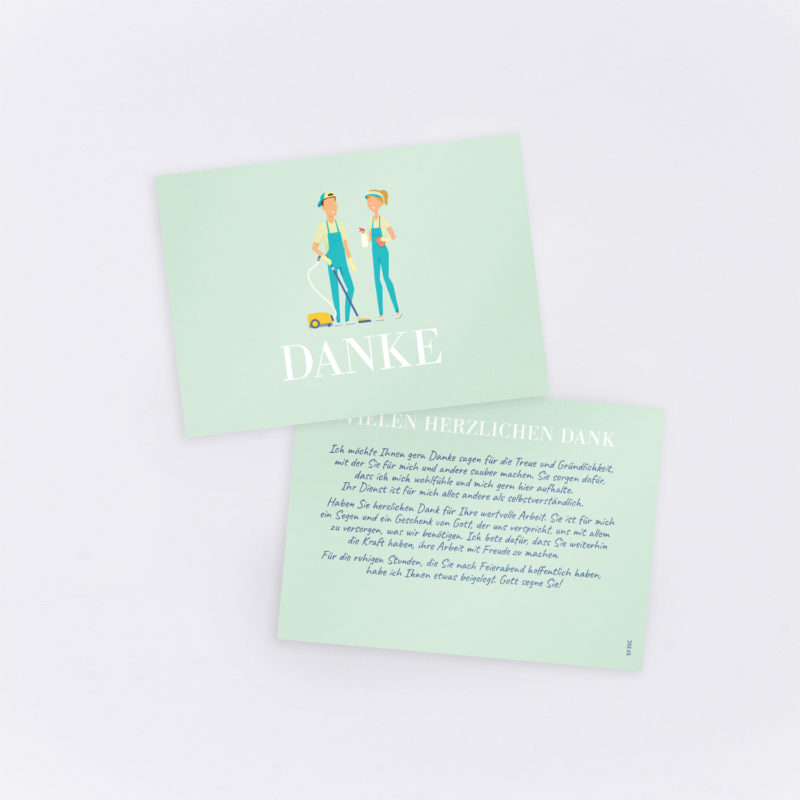 Mit der Geschenkkarte für Reinigungskräfte Danke sagen.