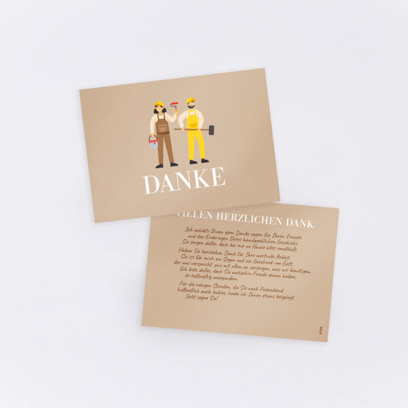 Mit der Geschenkkarte für Handwerker Danke sagen.